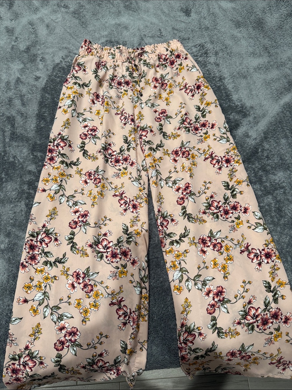 Joe Benbasset Blush Pink Floral Elastic Waist Pants